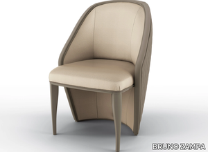 VERSAILLES - Upholstered fabric chair and leather backrest _ BRUNO ZAMPA