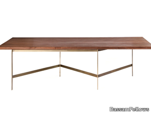 PLANK - Rectangular wood dining table with metal base _ BassamFellows