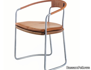 GEOMETRIC - Wood and steel chair with armrests _ BassamFellows