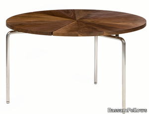 CIRCULAR - Round stainless steel and wood coffee table _ BassamFellows