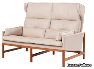 WOOD FRAME LOUNGE - Wing back wood and upoholstered sofa _ BassamFellows