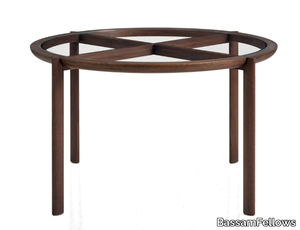 SPOKE - Round wood and glass table _ BassamFellows