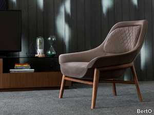 HANNA WOOD - Upholstered leather armchair with armrests _ BertO