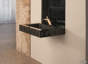 BETTELOFT ORNAMENT MIDNIGHT - Wall-mounted rectangular steel washbasin _ Bette