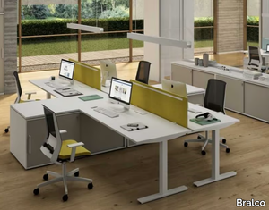 WINGLET - Sectional melamine-faced chipboard office desk with sound absorbing screens _ Bralco