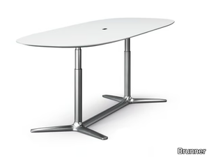 LIFT - Oval height-adjustable HPL table _ Brunner