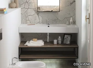 SQUARE - Wall-mounted steel and melamine-faced chipboard vanity unit _ COLAVENE