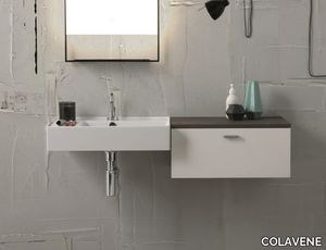 SQUARE - Wall-mounted rectangular ceramic washbasin with drawers _ COLAVENE