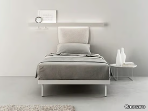 GROOVE ZIP - Aluminium single bed with upholstered headboard _ Caccaro