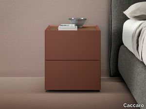 RIQUADRO - Square wooden bedside table with drawers _ Caccaro