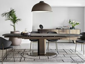 CAMEO - Extending oval table with marble effect top _ Calligaris