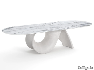 SEASHELL - Oval table with ceramic top and concrete base _ Calligaris