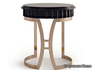 7018 - Round wooden high side table with metal base _ Carpanese Home