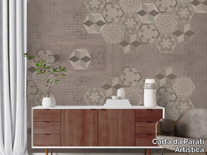 CEMENTINE ESAGONO - Motif washable vinyl wallpaper _ Carta da Parati Artistica