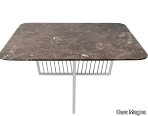 CUME - Square natural stone coffee table with stainless steel base _ Casa Magna