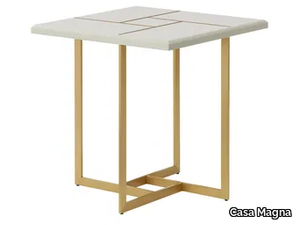 TERRA - Square wooden coffee table with brass base _ Casa Magna