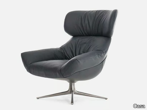 BELFIORE V - Swivel leather armchair with armrests with 4-spoke base _ Casa