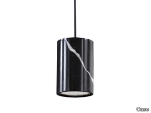 SOLID CYLINDRICAL - LED dimmable Nero Marquina marble pendant lamp _ Case