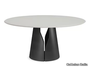GIANO ARGILE - Round steel and wood table _ Cattelan Italia