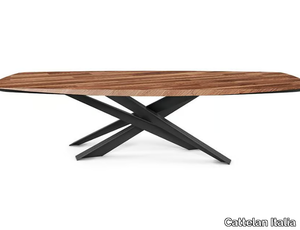 LANCER WOOD - Barrel-shaped steel and wood table _ Cattelan Italia
