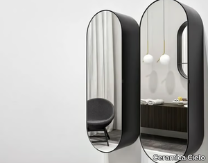 ELIO - Oval wall-mounted mirror with cabinet _ Ceramica Cielo