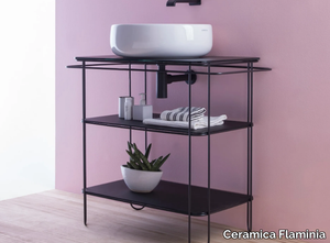 FILO 75 - Glass and Stainless Steel console sink with towel rail _ Ceramica Flaminia