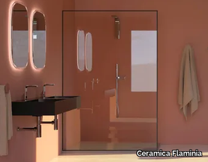 APPLIGHT 120 - Wall-mounted double ceramic washbasin _ Ceramica Flaminia