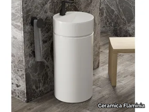 MONOTWIN SLIM - Freestanding round ceramic washbasin _ Ceramica Flaminia