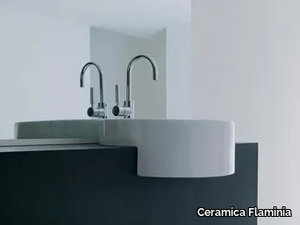 TWIN SET 52 - Semi-inset single round ceramic washbasin _ Ceramica Flaminia