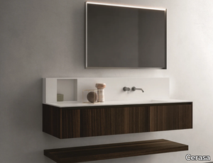 NEROLAB - Wall-mounted wood veneer vanity unit with drawers _ Cerasa