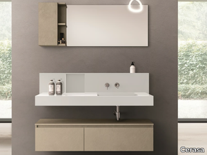 SEGNO - Wall-mounted engineered wood vanity unit with drawers _ Cerasa