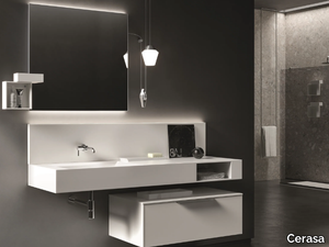 NEROLAB - Wall-mounted laminate vanity unit with mirror _ Cerasa