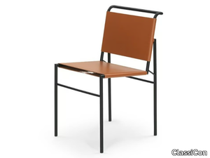 ROQUEBRUNE - Tanned leather chair with steel structure _ ClassiCon