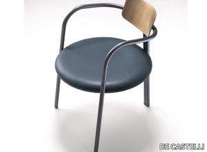 VIA VENETO - Stainless steel and leather chair with armrests _ DE CASTELLI