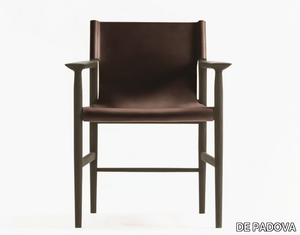 SUNSET - Chair with armrests in solid oak and leather _ DE PADOVA