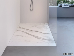 BLADE - Flush fitting rectangular porcelain stoneware shower tray _ DISENIA