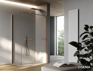 SMART 4 - Corner rectangular glass shower cabin with hinged door _ DISENIA