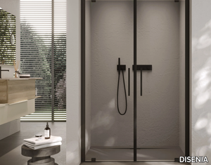 SLIM 2 - Corner rectangular glass shower cabin with hinged door _ DISENIA