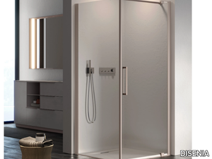 SLIM 5 - Corner square glass shower cabin with hinged door _ DISENIA