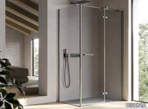 SMART 3 - Corner rectangular glass shower cabin with hinged door _ DISENIA