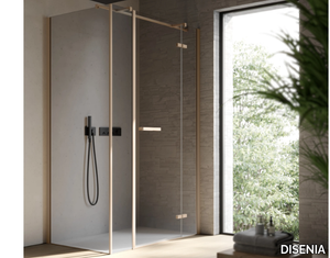 SMART 5 - Corner rectangular glass shower cabin with hinged door _ DISENIA