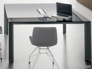 TAY - Square glass and aluminium meeting table _ DVO