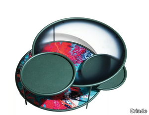 SANGAKU - Round glass and steel coffee table _ Driade