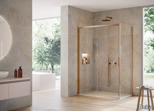 NATURA 4000 - A-ST2W R + A-S ST L - Corner crystal shower cabin with sliding door _ Duka