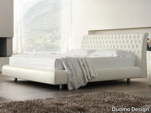 ROMA - Leather storage bed with upholstered headboard _ Duomo Design