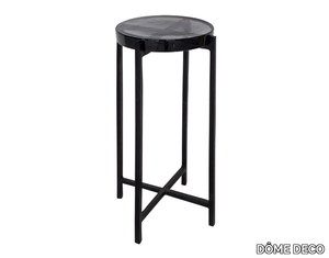 PAVIA - Round glass and aluminium side table _ DÔME DECO