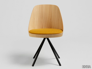 KAIAK SPIN - Trestle-based oak chair with integrated cushion _ ENEA