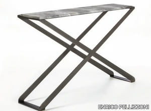 CROSSOVER - Rectangular marble and steel console table _ ENRICO PELLIZZONI