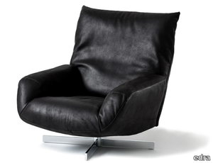 CHIARA - Swivel leather armchair with armrests _ edra