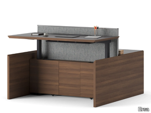 NANDA - Height-adjustable wooden office desk with overbridge _ Ersa